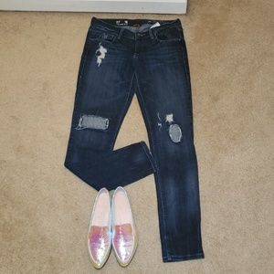 Distressed Patchwork Skinny Jeans